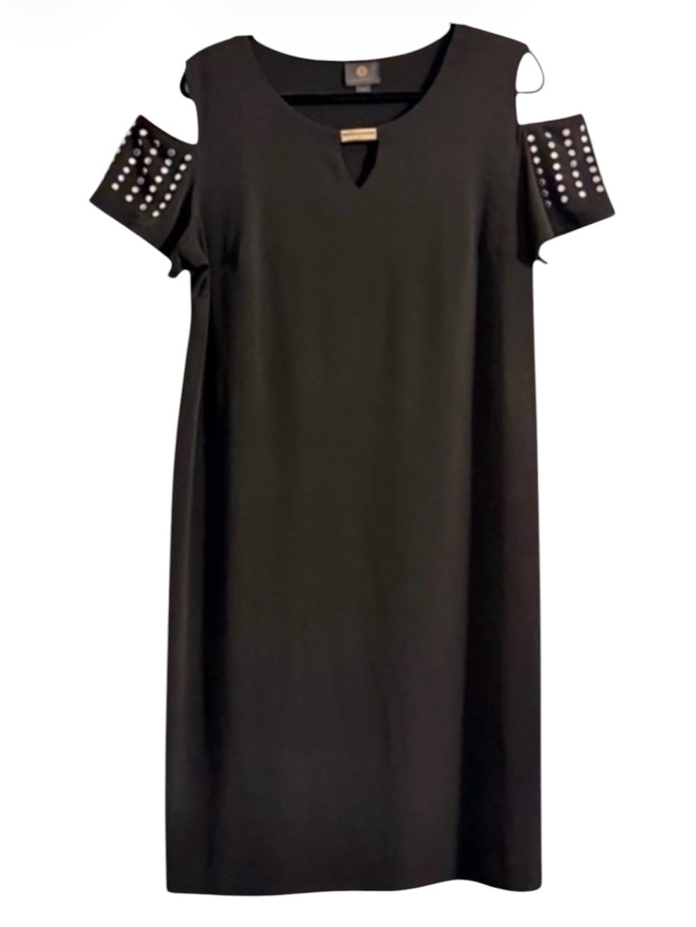 JM Collection Black Cold Shoulder Studded Mini Shift Dress Plus 1X